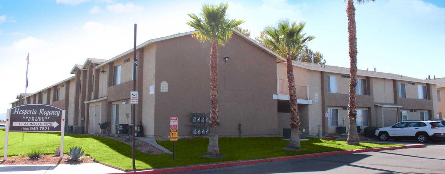 This image shows the exterior of one of the Hesperia Regency units